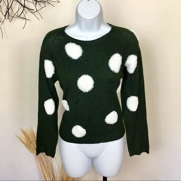 GREEN and white polka dot sweater. LUMIERE - Picture 7 of 8